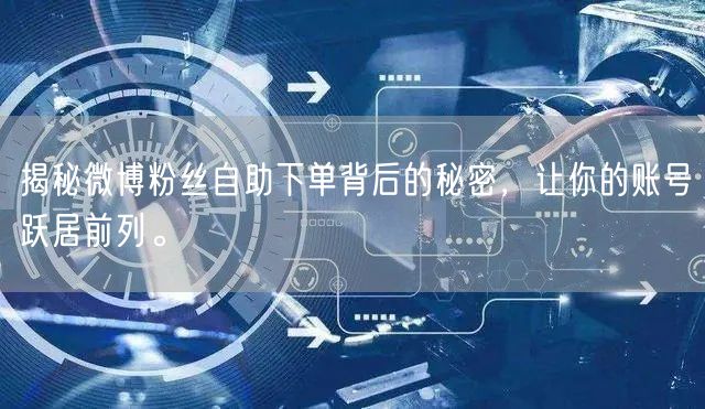 揭秘微博粉丝自助下单背后的秘密，让你的账号跃居前列。