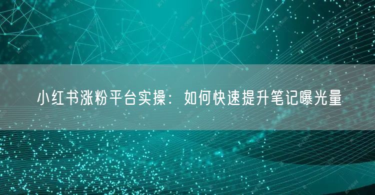 小红书涨粉平台实操：如何快速提升笔记曝光量