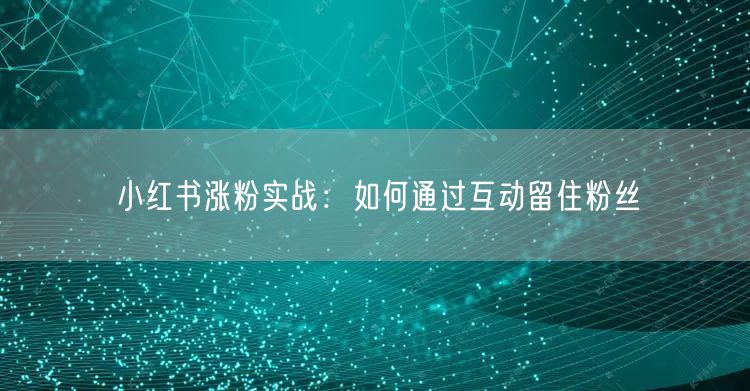 小红书涨粉实战：如何通过互动留住粉丝