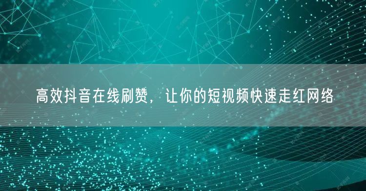 高效抖音在线刷赞，让你的短视频快速走红网络