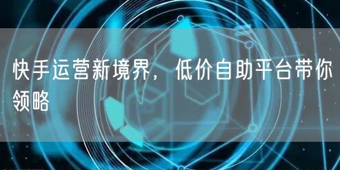 快手运营新境界，低价自助平台带你领略