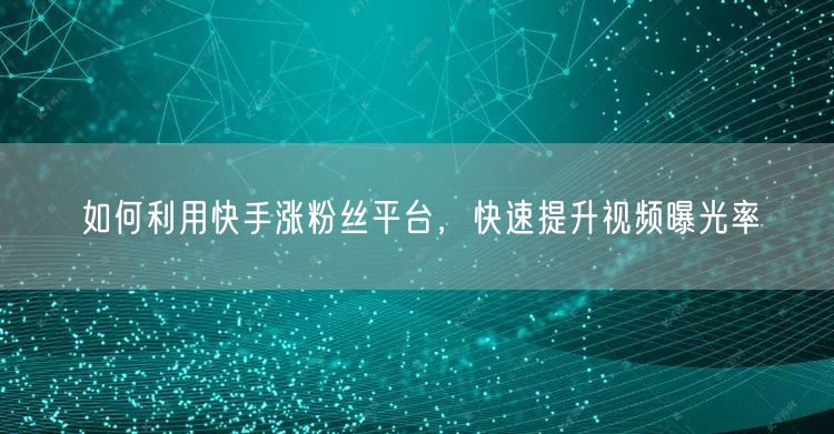 如何利用快手涨粉丝平台，快速提升视频曝光率