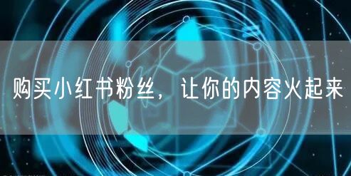 购买小红书粉丝，让你的内容火起来