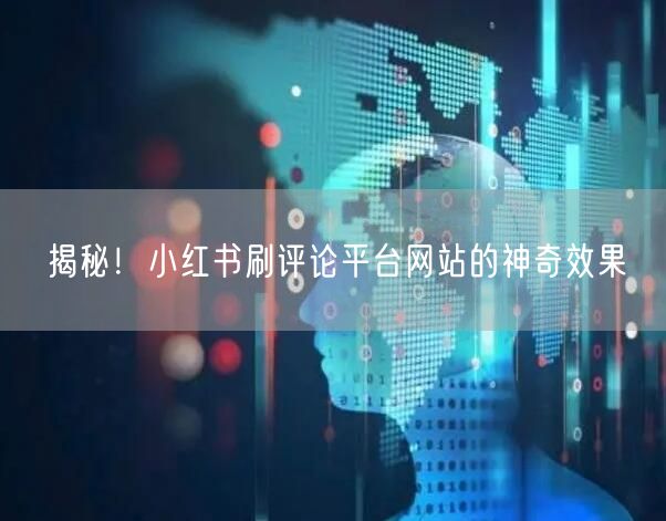 揭秘！小红书刷评论平台网站的神奇效果