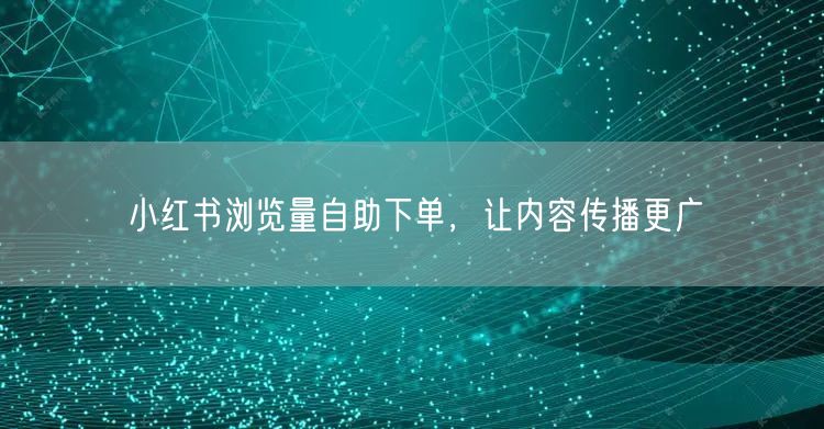 小红书浏览量自助下单，让内容传播更广