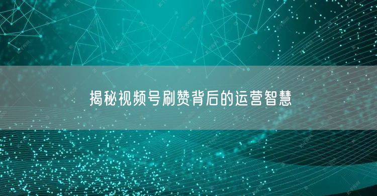 揭秘视频号刷赞背后的运营智慧