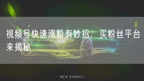 视频号快速涨粉有妙招，买粉丝平台来揭秘