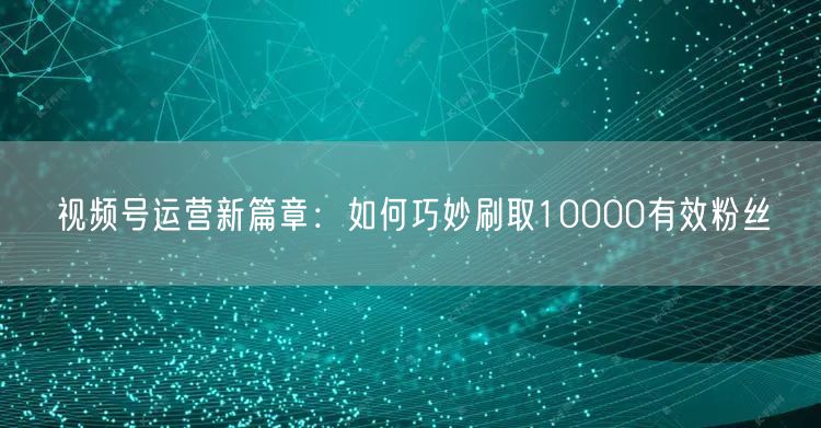 视频号运营新篇章：如何巧妙刷取10000有效粉丝