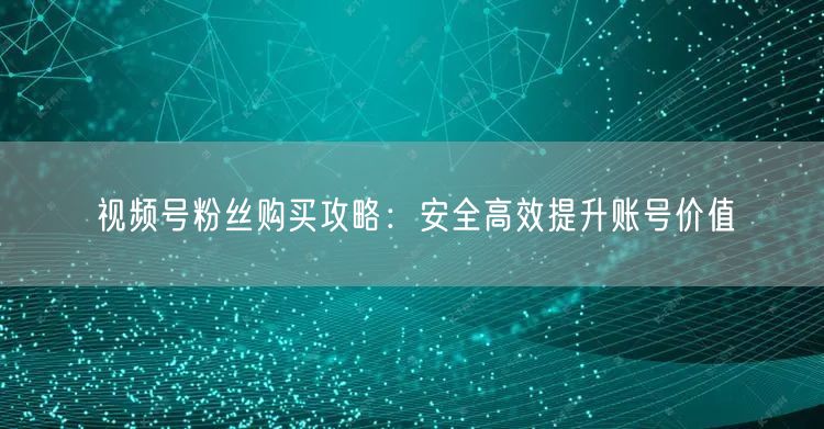 视频号粉丝购买攻略：安全高效提升账号价值