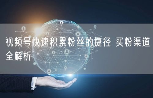 视频号快速积累粉丝的捷径 买粉渠道全解析