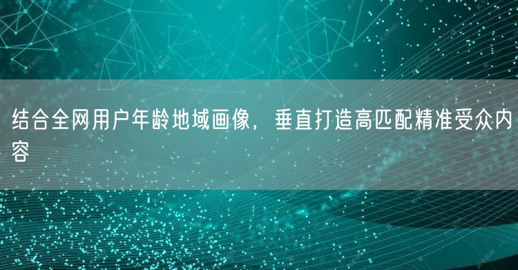 结合全网用户年龄地域画像，垂直打造高匹配精准受众内容