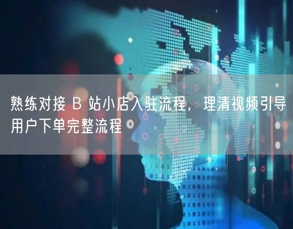 熟练对接 B 站小店入驻流程，理清视频引导用户下单完整流程
