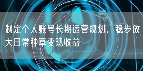制定个人账号长期运营规划，稳步放大日常种草变现收益