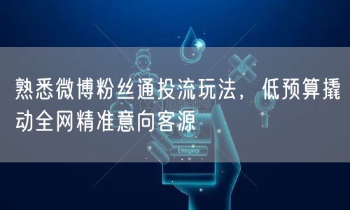 熟悉微博粉丝通投流玩法，低预算撬动全网精准意向客源