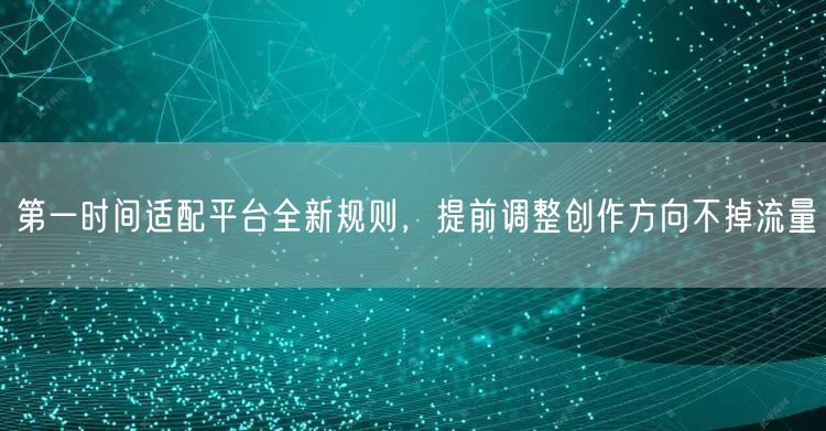 第一时间适配平台全新规则，提前调整创作方向不掉流量