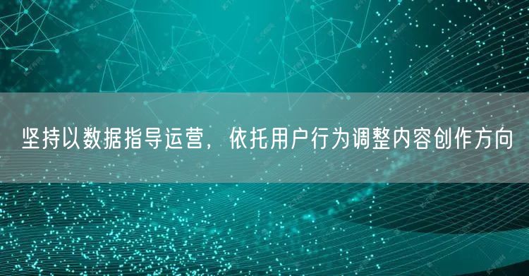 坚持以数据指导运营，依托用户行为调整内容创作方向