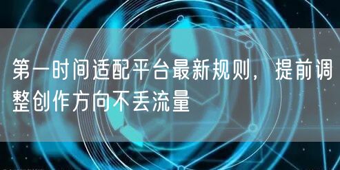 第一时间适配平台最新规则，提前调整创作方向不丢流量
