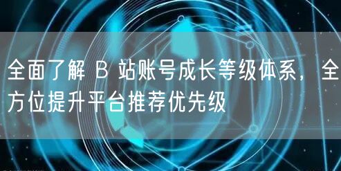 全面了解 B 站账号成长等级体系，全方位提升平台推荐优先级