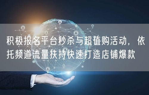 积极报名平台秒杀与超值购活动，依托频道流量扶持快速打造店铺爆款
