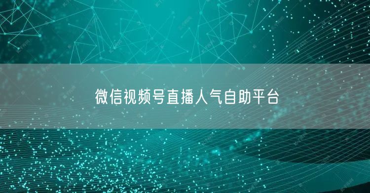 微信视频号直播人气自助平台