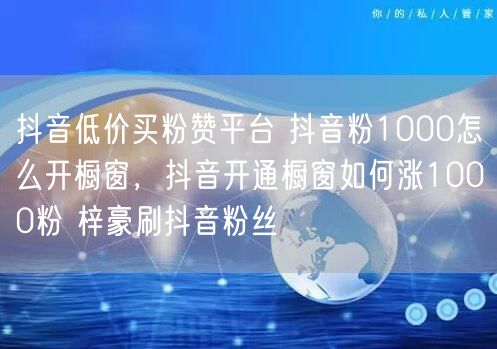 抖音低价买粉赞平台 抖音粉1000怎么开橱窗，抖音开通橱窗如何涨1000粉 梓豪刷抖音粉丝