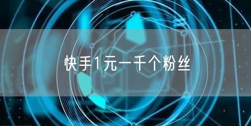 快手1元一千个粉丝