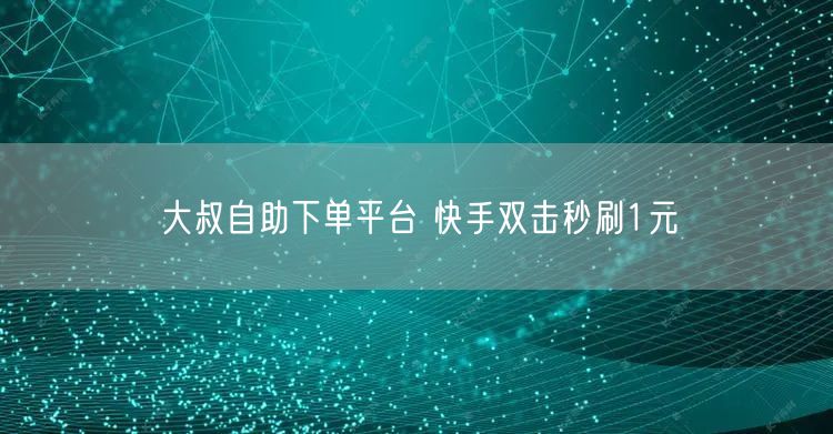 大叔自助下单平台 快手双击秒刷1元